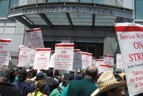 Final rally of a five-day strike of service workers at 10 University of California campuses and five UC hospitals
