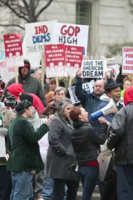 Marching to defend labor in Indiana during last year's fight against union-busting legislation