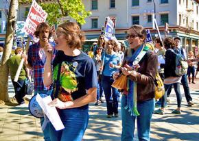 University of California graduate employees on the picket lines in Berkeley
